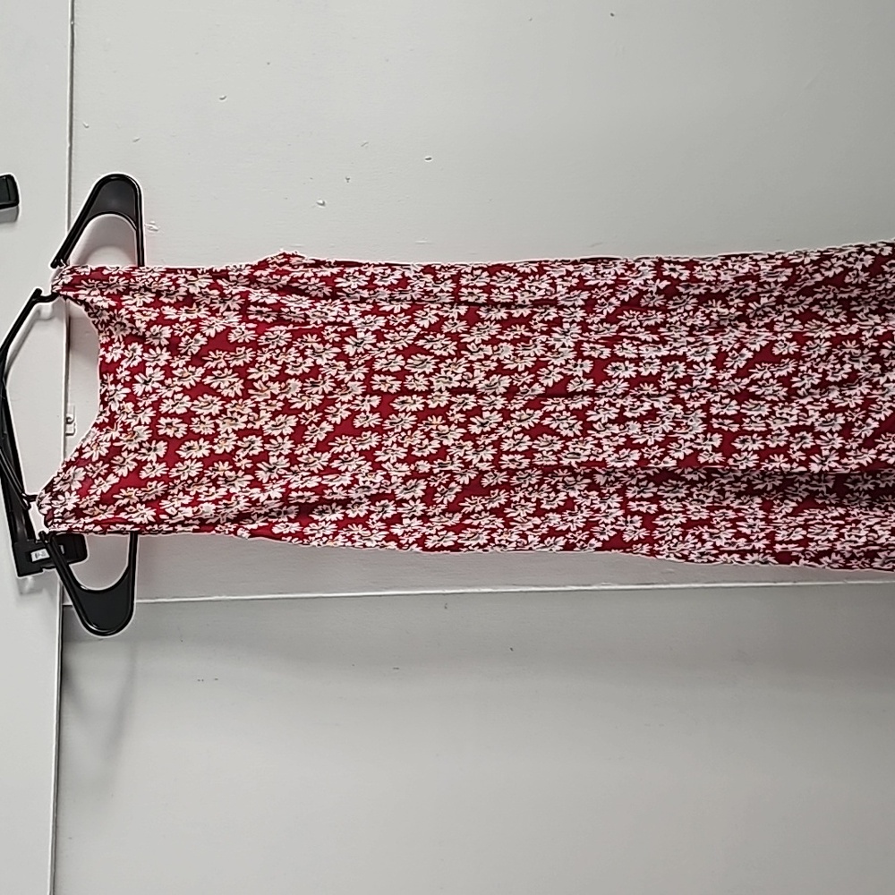 Vintage 90s T.T. Mar red ditsy floral maxi dress